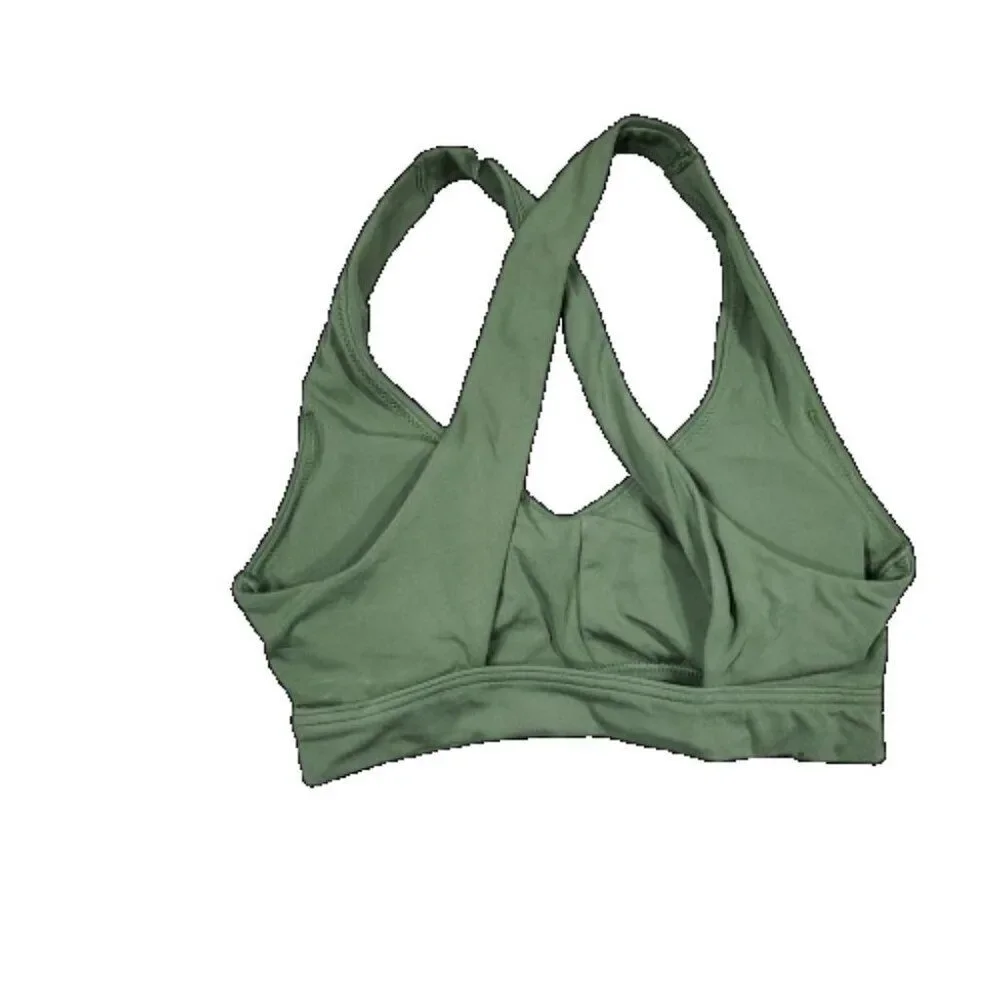 READ Offline By Aerie Real Me Ruched Sports Bra Green Size XS Padded Lined